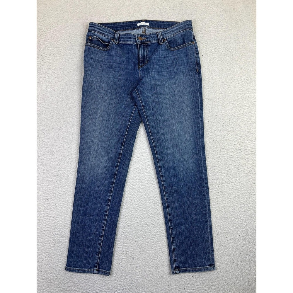 Eileen Fisher Slim Jeans Womens 16P Blue Medium Wash Mid Rise Stretch Denim